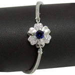 Load image into Gallery viewer, Taraash 925 Sterling Silver Floral Blue Cz Bangle / Kada For Women - Taraash