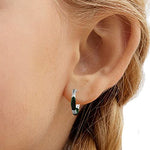 Load image into Gallery viewer, Taraash 925 Sterling Silver Forest Green Enamel Hoops For Girls - Taraash