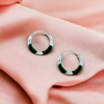 Load image into Gallery viewer, Taraash 925 Sterling Silver Forest Green Enamel Hoops For Girls - Taraash