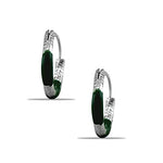 Load image into Gallery viewer, Taraash 925 Sterling Silver Forest Green Enamel Hoops For Girls - Taraash