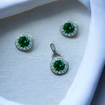 Load image into Gallery viewer, Taraash 925 Sterling Silver Green CZ Pendant Set For Women - Taraash