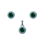 Load image into Gallery viewer, Taraash 925 Sterling Silver Green CZ Pendant Set For Women - Taraash