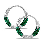 Load image into Gallery viewer, Taraash 925 Sterling Silver Green Enamel Hoops For Girls - Taraash