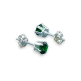 Taraash 925 Sterling Silver Green Round Solitaire CZ Stud Earrings For Women CBER226I-12 - Taraash