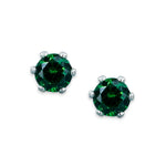 Load image into Gallery viewer, Taraash 925 Sterling Silver Green Round Solitaire CZ Stud Earrings For Women CBER226I-12 - Taraash