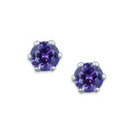 Load image into Gallery viewer, Taraash 925 Sterling Silver Heather Purple Round Solitaire CZ Stud Earrings For Women CBER226I-09 - Taraash