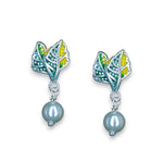 Load image into Gallery viewer, Taraash 925 Sterling Silver Leaf Enamel Drop Earrings For Kids - Taraash
