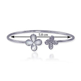 Taraash 925 Sterling Silver Mother Of Pearls Floral Bangle For Women - Taraash