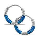 Load image into Gallery viewer, Taraash 925 Sterling Silver Ocean Blue Enamel Hoops For Girls - Taraash