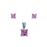 Taraash 925 Sterling Silver Pendant Set For Women Pink-PE0802S - Taraash