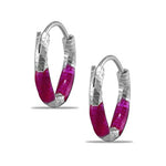 Load image into Gallery viewer, Taraash 925 Sterling Silver Pink Enamel Hoops For Girls - Taraash