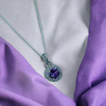 Load image into Gallery viewer, Taraash 925 Sterling Silver Purple CZ Pendant Chain For Women - Taraash