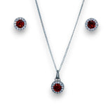 Taraash 925 Sterling Silver Red CZ Jewellery Set For Women - Taraash