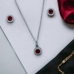 Load image into Gallery viewer, Taraash 925 Sterling Silver Red CZ Jewellery Set For Women - Taraash