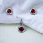 Load image into Gallery viewer, Taraash 925 Sterling Silver Red CZ Pendant Set For Women - Taraash