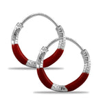 Load image into Gallery viewer, Taraash 925 Sterling Silver Red Enamel Hoops For Girls - Taraash