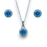 Taraash 925 Sterling Silver Sky Blue CZ Jewellery Set For Women - Taraash