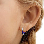 Load image into Gallery viewer, Taraash 925 Sterling Silver Violet Enamel Hoops For Girls - Taraash