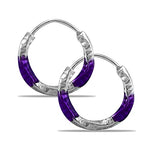 Load image into Gallery viewer, Taraash 925 Sterling Silver Violet Enamel Hoops For Girls - Taraash