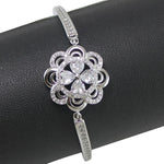 Load image into Gallery viewer, Taraash 925 Sterling Silver White Cz Fancy Floral Bangle / Kada For Women - Taraash