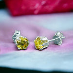 Load image into Gallery viewer, Taraash 925 Sterling Silver Yellow Round Solitaire CZ Stud Earrings For Women CBER226I-08 - Taraash