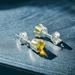 Load image into Gallery viewer, Taraash 925 Sterling Silver Yellow Round Solitaire CZ Stud Earrings For Women CBER226I-08 - Taraash