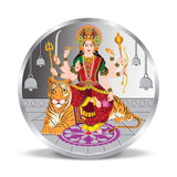 Taraash 999 Silver Colorful Godess Durga Mata 20 Gram Coin For Gifting CF23R1G20W - Taraash