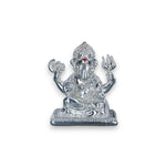 Load image into Gallery viewer, Taraash 999 Silver Ganesha Sitting on Aasan with Farshi in Hands Idol For Gifting - Taraash