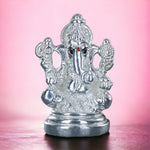 Load image into Gallery viewer, Taraash 999 Silver Ganesha Sitting on Aasan with Farshi in Hands Idol For Gifting - Taraash
