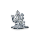 Load image into Gallery viewer, Taraash 999 Silver Ganesha Sitting on Aasan with Farshi in Hands Idol For Gifting - Taraash