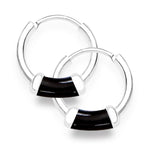 Load image into Gallery viewer, Taraash Black Enamel 925 Sterling Silver Hoop Earring For Women H42014ZG - Taraash