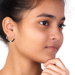 Load image into Gallery viewer, Taraash Sterling Silver Black Enamel Hoop Earring For Women - Taraash