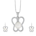 Load image into Gallery viewer, Taraash Sterling Silver CZ & Pearl Butterfly Pendant Set For Women PEMR4011V - Taraash