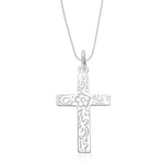 Load image into Gallery viewer, Taraash Sterling Silver Floral Design Cross Pendant With Chain For Unisex COMBO PDCH 110 - Taraash