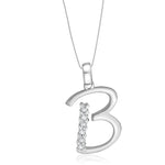 Load image into Gallery viewer, Taraash Sterling Silver Initial "B" Cz Pendant With Chain For Unisex COMBO PDCH 127 - Taraash