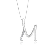 Load image into Gallery viewer, Taraash Sterling Silver Initial "M" Cz Pendant With Chain For Unisex COMBO PDCH 132 - Taraash