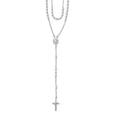 Taraash Sterling Silver Oval Beaded Rosary Neckchain For Unisex NK1374S - Taraash