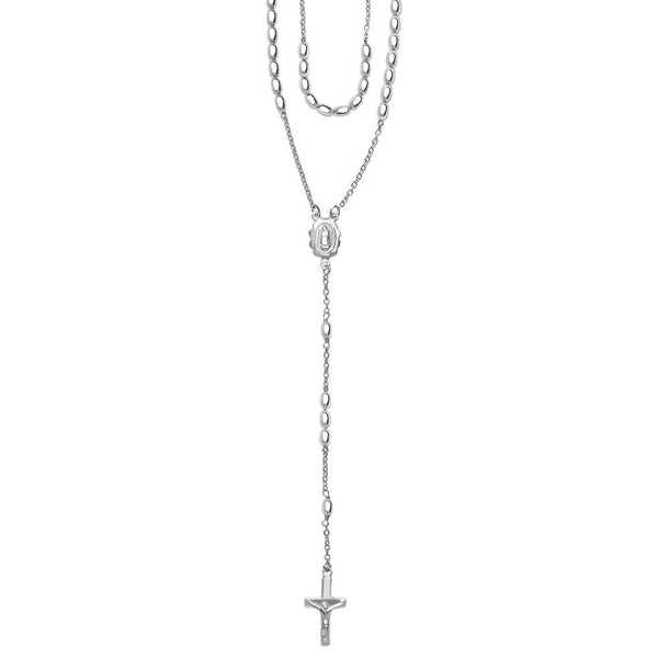 Taraash Sterling Silver Oval Beaded Rosary Neckchain For Unisex NK1374S - Taraash
