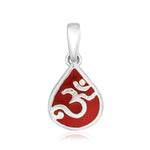 Load image into Gallery viewer, Taraash Sterling Silver Red Enamel Om Pendant With Chain For Unisex COMBO PDCH 91 - Taraash