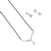 925 Sterling Silver Mangalsutra with CZ Earring for Women