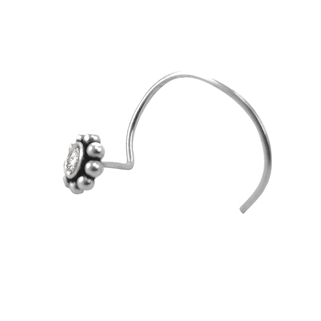Taraash 925 Sterling Round Nose Ring  | Silver Nath | Fancy Nosepin For Women & girls
