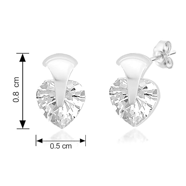Taraash 925 Silver Heart Shape Pendant Set  For Women