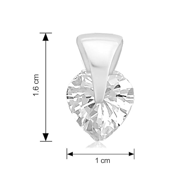 Taraash 925 Silver Heart Shape Pendant Set  For Women