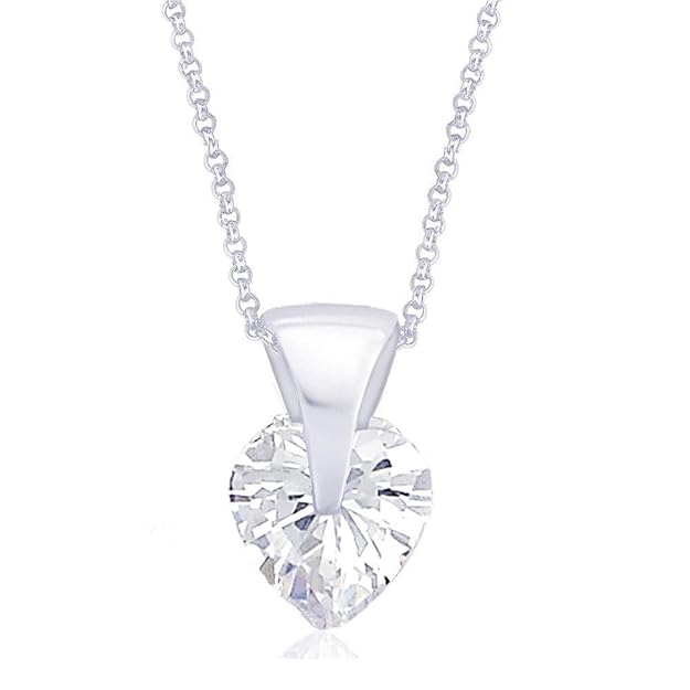 Taraash 925 Silver Heart Shape Pendant Set  For Women