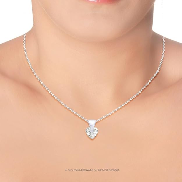 Taraash 925 Silver Heart Shape Pendant Set  For Women