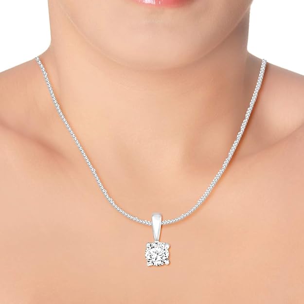Taraash 925 Silver Round Shape Pendant Set For Women