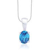 Taraash 925 Silver Blue Cz Pendant Set  For Women