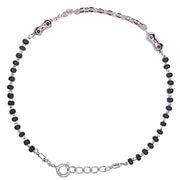 925 Silver Adjustable Single Chain Black Beads Mangalsutra Bracelet for Women - Taraash