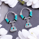 925 Silver Multi - Tone Enamel Hoop Earrings for Girls/Women - Taraash