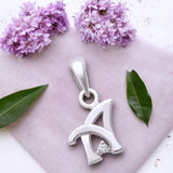 925 Sterling Silver A Letter Cz Pendant For Men And Women - Taraash
